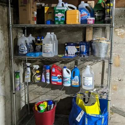 Metro Rack with Cleaning Supplies