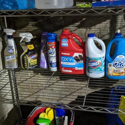 Metro Rack with Cleaning Supplies