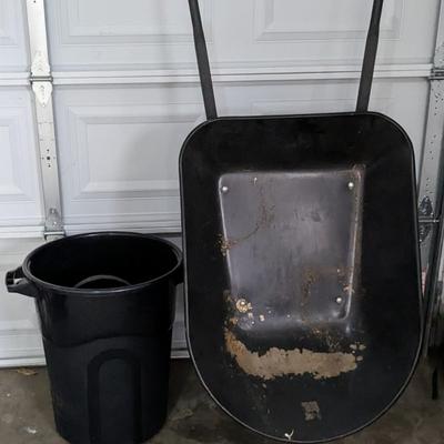 Wheel Barrow and Garbage Can