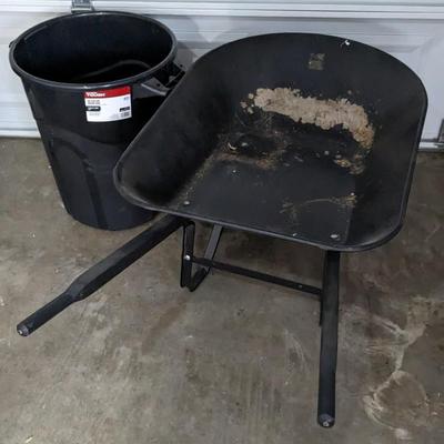 Wheel Barrow and Garbage Can
