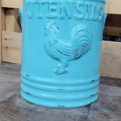 Turquoise utensils jar