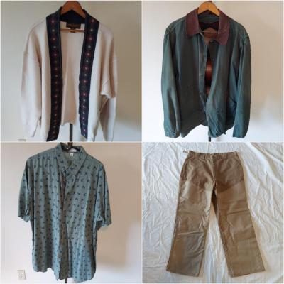 Men's Sz L/XL Woolrich Chore Coat, Columbia Ptarmigan Field Pants and more (BC-BBL)