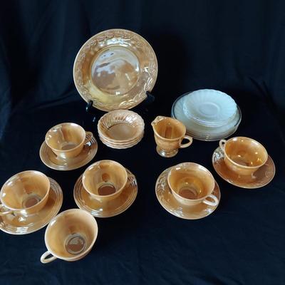 Retro Fire King Peach Lusterware Dishes and more (B2-BBL)