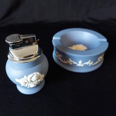 Blue Jasperware Wedgwood Style Bar Glasses and Smoking Set (B2-BBL)
