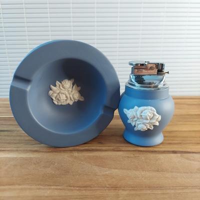 Blue Jasperware Wedgwood Style Bar Glasses and Smoking Set (B2-BBL)