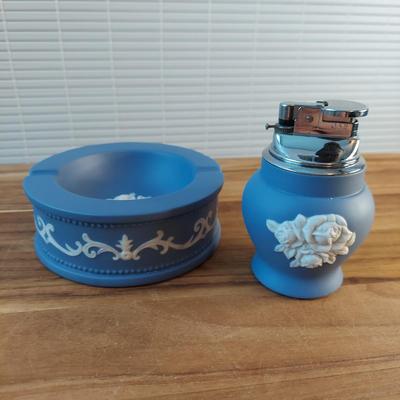 Blue Jasperware Wedgwood Style Bar Glasses and Smoking Set (B2-BBL)