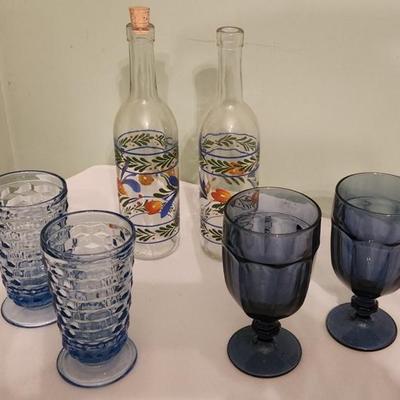 Blue bottle and glass set - 6