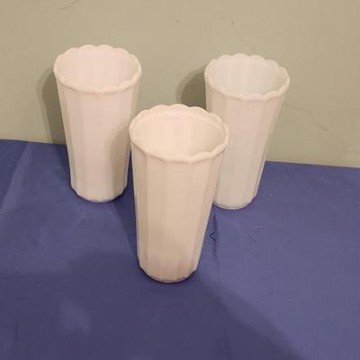 Milk glass vases, tall - 3