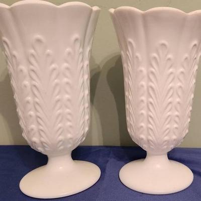 Large milk glass vases - 2