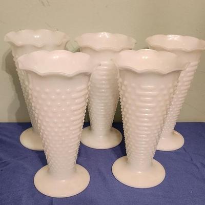 Milk glass vases - 5