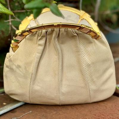 Vintage Judith Leiber Beige Lizard Clutch