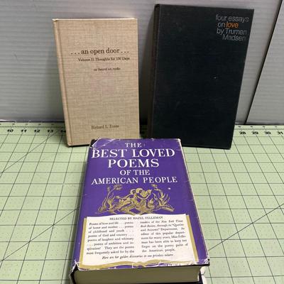 An Open Door (1967), Four Essays on Love (1971-72), The Best Loved Poems of the American People (1936) -Book Bundle - TWELVE