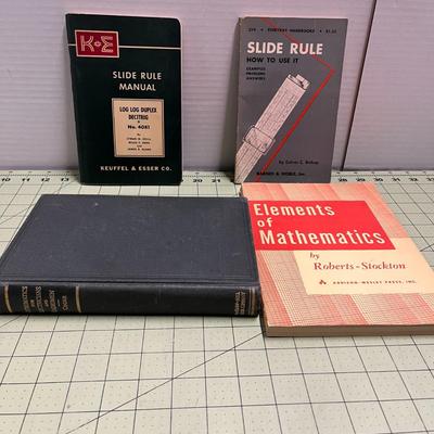 Slide Rule Manual, Slide Rule How to Use it (1874), Mathematics for Electricians & Radiomen (1942), Elements of Mathematics (1953)