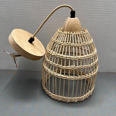 Wicker Natural Wood Light Fixture