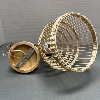 Wicker Natural Wood Light Fixture