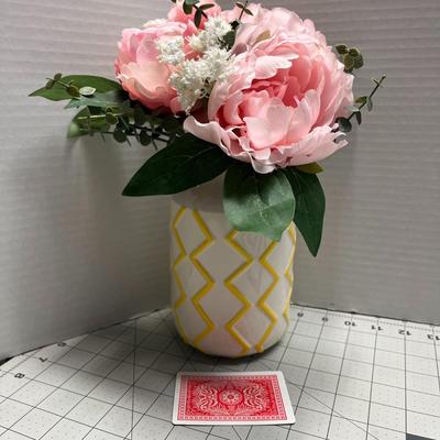 Faux Peonies with Decorative Vase