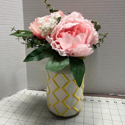 Faux Peonies with Decorative Vase