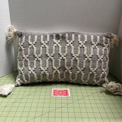 Throw Pillow with Corner Tassels  -- 20x12