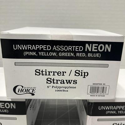 Neon Stirrer/Sip Straws --  4000 Straws