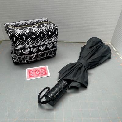 Isotoner Umbrella and Black & White Bag