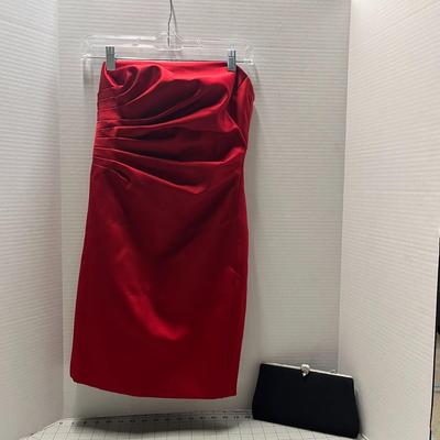 Red Cocktail Dress & Clutch - Size 4