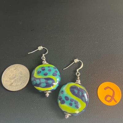 Treska Green & Blue Beaded Necklace with Earrings (2)