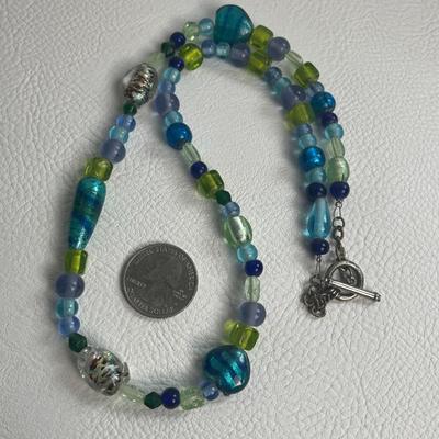 Green & Blue Beaded Necklace with Earrings (4)