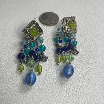 Green & Blue Beaded Necklace with Earrings (4)