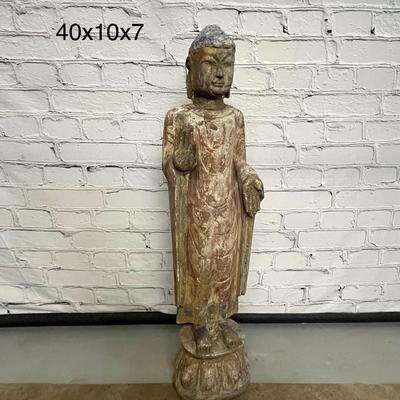 Vintage Stone Buddha -- 40x10x7