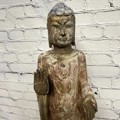 Vintage Stone Buddha -- 40x10x7