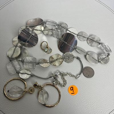 Chico's Silver Beaded Necklace, Ring, and Earrings (9)