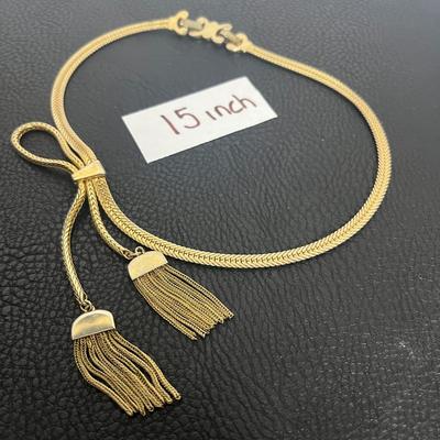 Monet Gold Tassel Necklace, Earrings, and Ring (12)