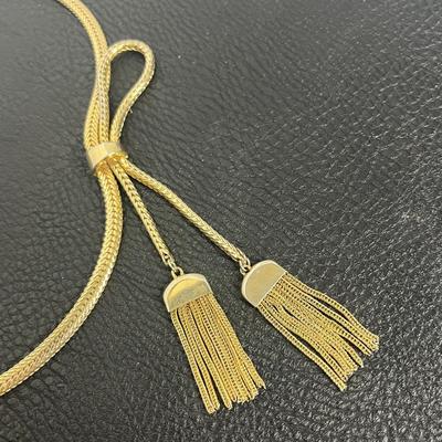 Monet Gold Tassel Necklace, Earrings, and Ring (12)