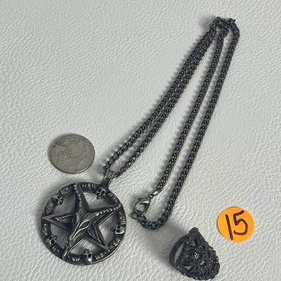 Baphomet Goat Pendant Necklace and Gothic Ring (15)