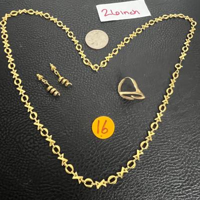 XOXO Gold Necklace, Ring, and Earrings (16)