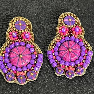 Pink Beaded Necklace, Ring, and Clip-on Earrings (18)