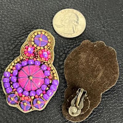 Pink Beaded Necklace, Ring, and Clip-on Earrings (18)