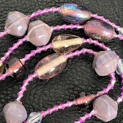 Pink Beaded Necklace, Ring, and Clip-on Earrings (18)