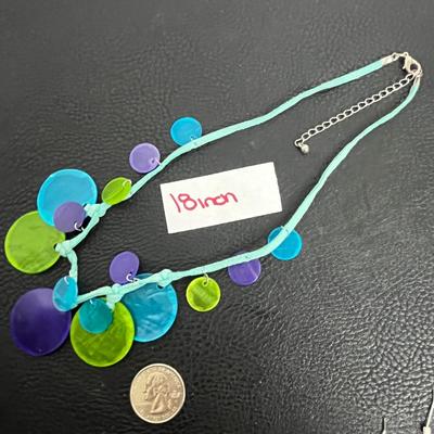 Circle Beaded Statement Necklace, Blue Bracelet, and Earrings (36)
