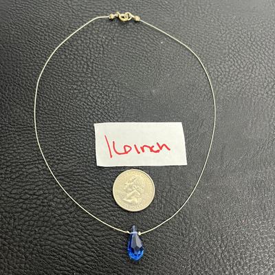 Yellow Statement Necklace, Blue Pendant Necklace, and Bracelet (37)