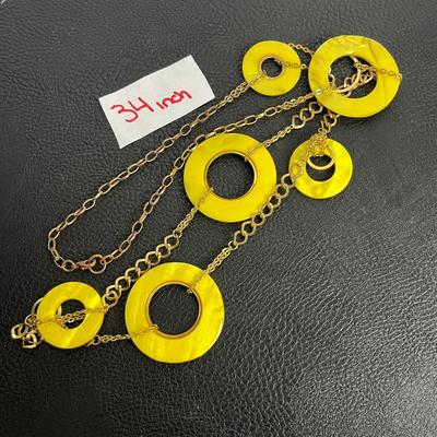 Yellow Statement Necklace, Blue Pendant Necklace, and Bracelet (37)