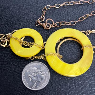 Yellow Statement Necklace, Blue Pendant Necklace, and Bracelet (37)
