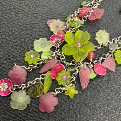 Floral Pendant Necklace and Clip-On Earrings (38)