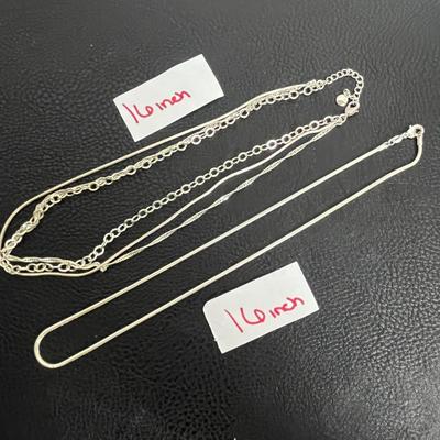 Silver Necklaces and Blue Earrings (45)