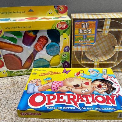 Feeding kit, gift boxes and game