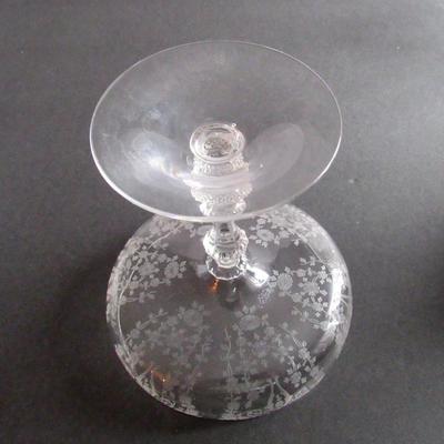 Lot 95: Vintage Cambridge Glass Diane Pattern Tall Compote