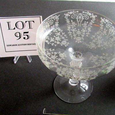 Lot 95: Vintage Cambridge Glass Diane Pattern Tall Compote