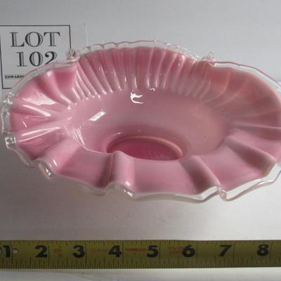 Vintage Fenton Old Shell Shaped Large Pink Cased Glass Bowl