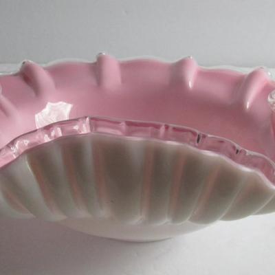 Vintage Fenton Old Shell Shaped Large Pink Cased Glass Bowl