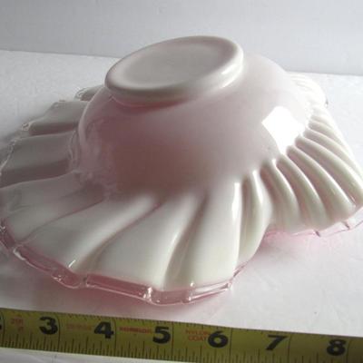 Vintage Fenton Old Shell Shaped Large Pink Cased Glass Bowl